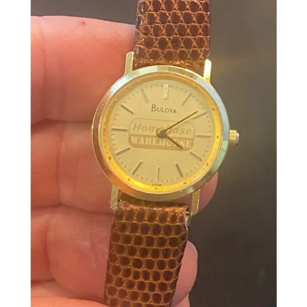 Women's 27mm Gold tone Bulova Watch, Homebase Warehouse Logo